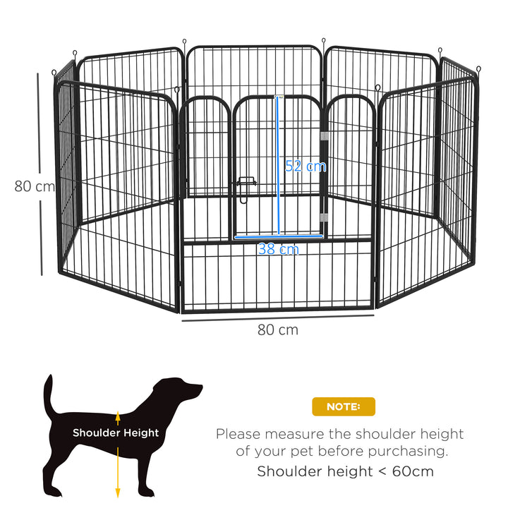 PawHut Heavy Duty 8 Panel Dog Pet Playpen for Puppy Rabbit Enclosure Foldable Indoor Outdoor 80 x 80 cm