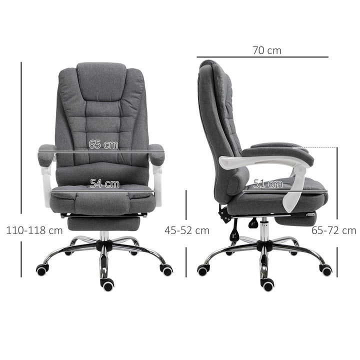 Office Chair with Footrest Computer Swivel Rolling Task Recliner for Home with Retractable Footrest, Arm, Grey