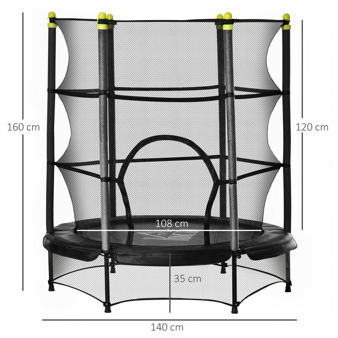 5.2FT Kids Trampoline with Safety Enclosure, Indoor Outdoor Toddler Trampoline for Ages 3-10 Years, Black