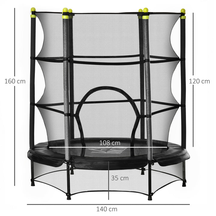 5.2FT Kids Trampoline with Safety Enclosure, Indoor Outdoor Toddler Trampoline for Ages 3-10 Years, Black