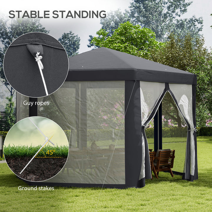 Outsunny 4M Canopy Rentals, Netting Party Tent Patio Canopy Outdoor Event Shelter for Activities, Shade Resistant, Grey