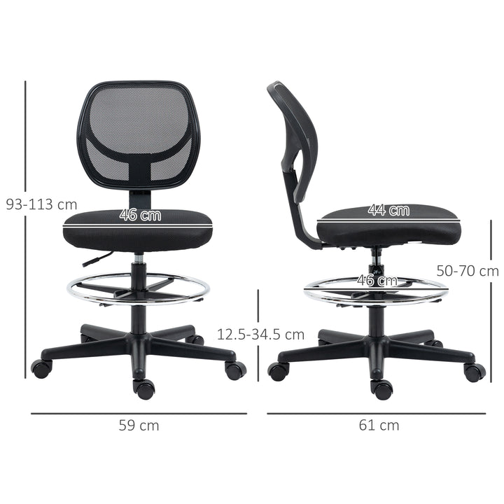 Ergonomic Mesh Standing Desk Chair with Adjustable Footrest Ring and Seat Height Black