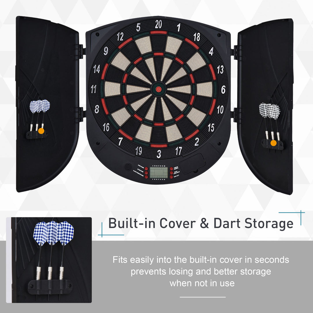 Electronic Dartboard Set 26 Games and 185 Variations with 6 Darts and Cabinet to Storage