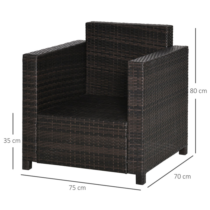 Rattan Garden All-Weather Wicker Single Sofa - Brown