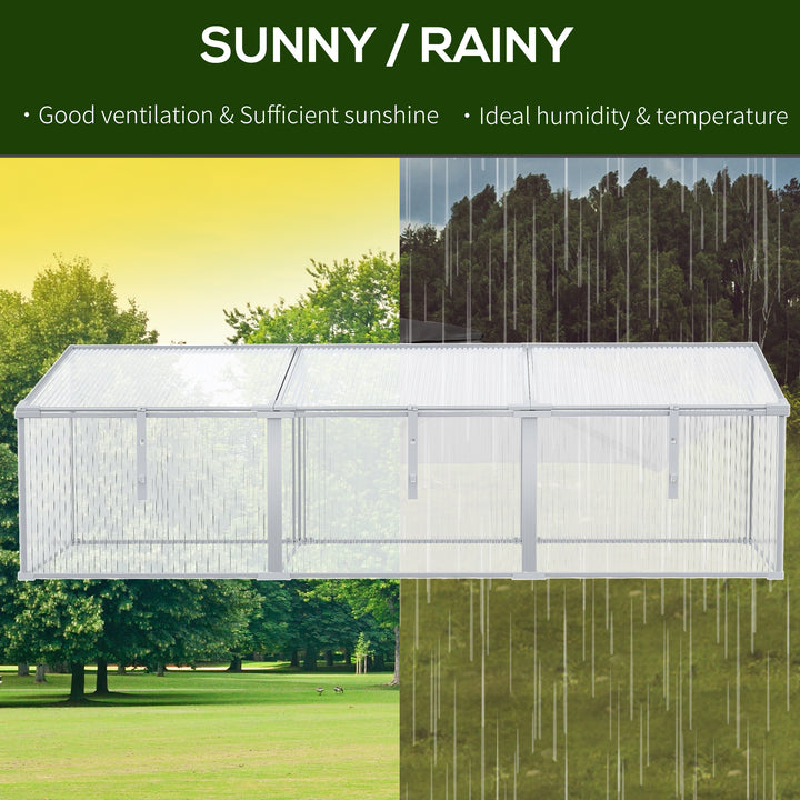 Outdoor Greenhouse Polycarbonate Grow House Flower Vegetable Plants Raised Bed Garden Aluminium Cold Frame 180 x 51 x 51 cm
