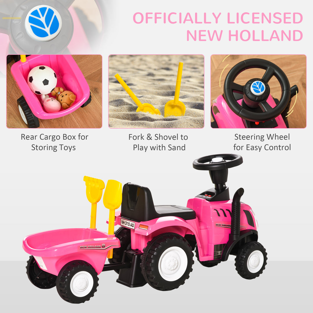 Ride On Tractor Toddler Walker Foot To Floor Slider w/ Horn Storage Steering Wheel for 1-3 Years Old Pink