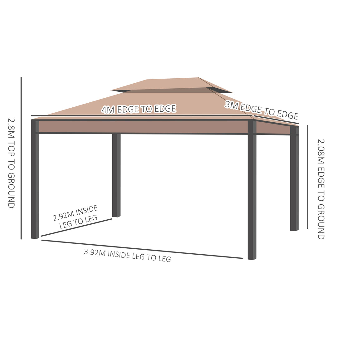 Outsunny 3 x 4m Garden Metal Gazebo Marquee Patio Party Tent Canopy Shelter with Sidewalls Pavilion New