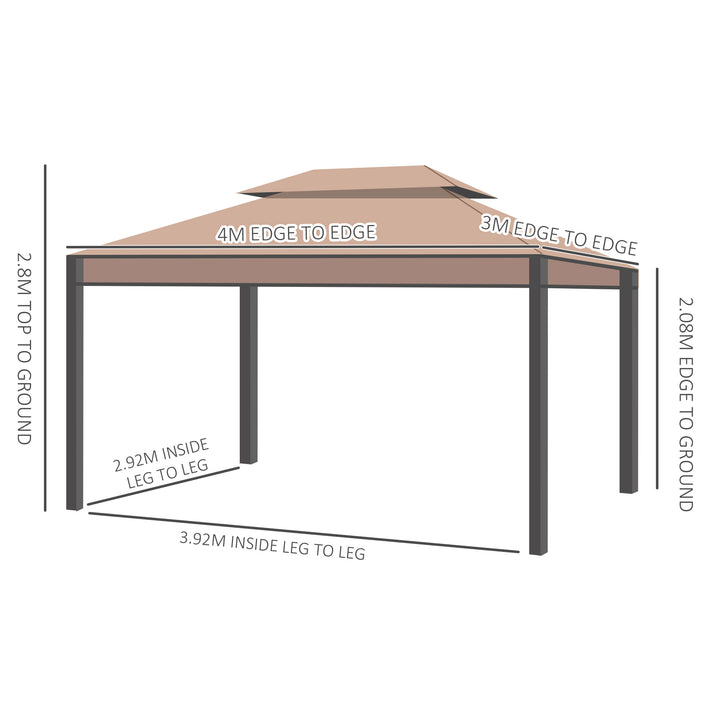 Outsunny 3 x 4m Garden Metal Gazebo Marquee Patio Party Tent Canopy Shelter with Sidewalls Pavilion New