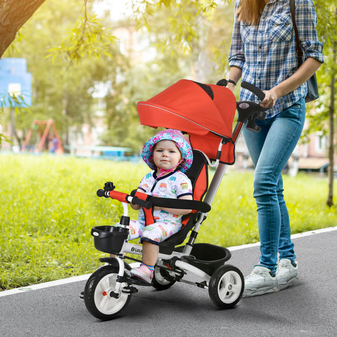 Baby Push Tricycle with Parent Handle for 1-5 Years Old, Red