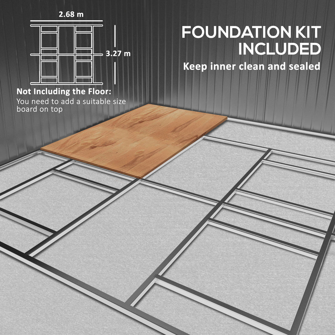 Outsunny 6.5 x 11FT Foundation Ventilation Steel Outdoor Garden Shed Grey