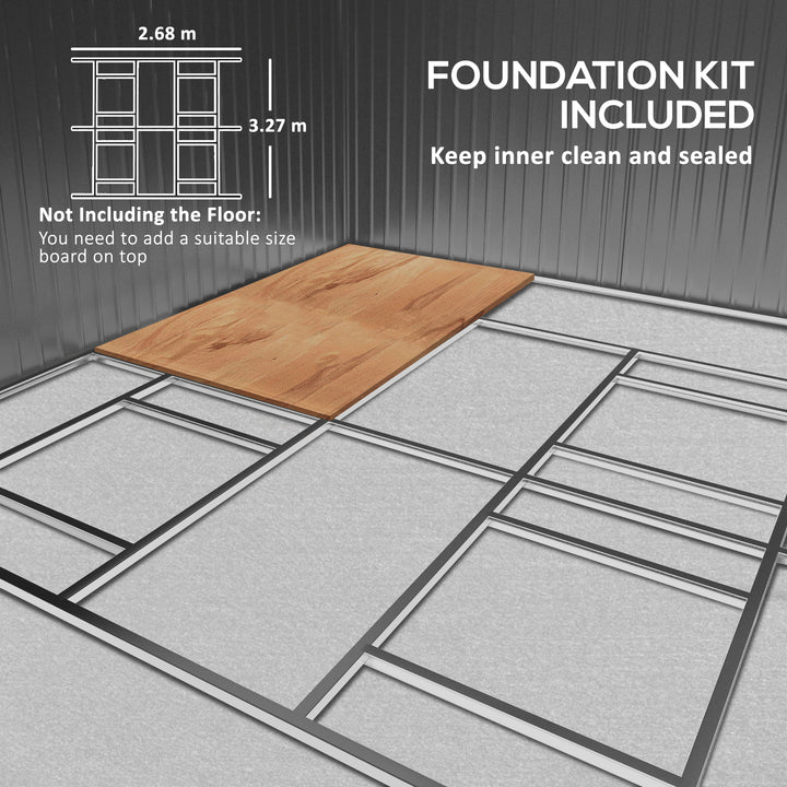 Outsunny 6.5 x 11FT Foundation Ventilation Steel Outdoor Garden Shed Grey