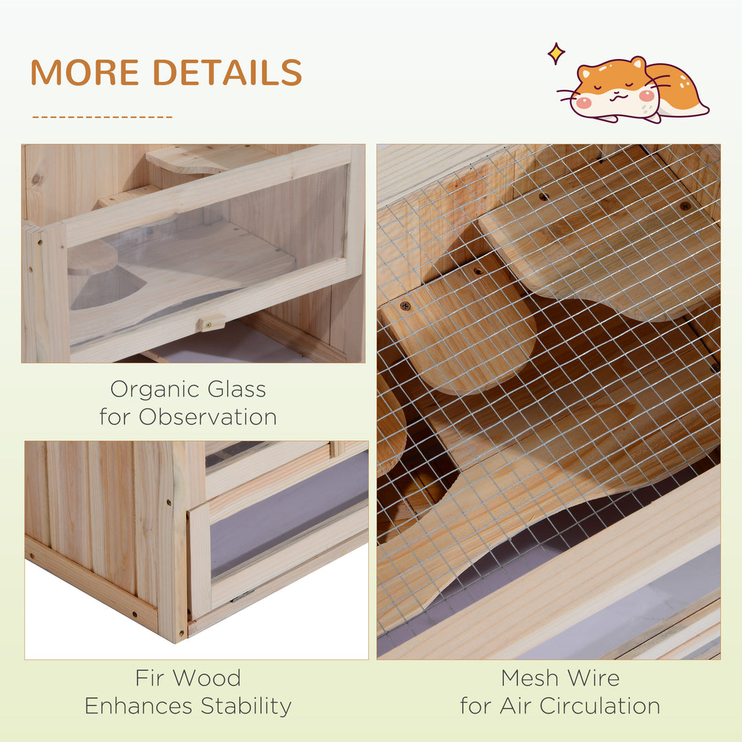 Wooden Hamster Cage Small Animal House Pets at Home, 60 x 35 x 42 cm