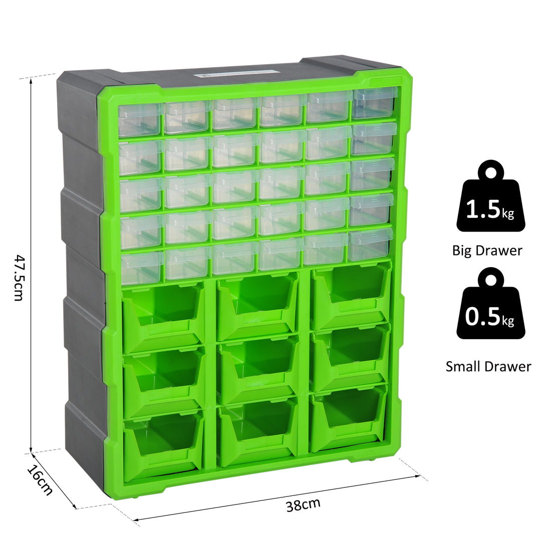 39 Drawer Storage Cabinets, 38Lx16Dx47.5H cm, Plastic-Green