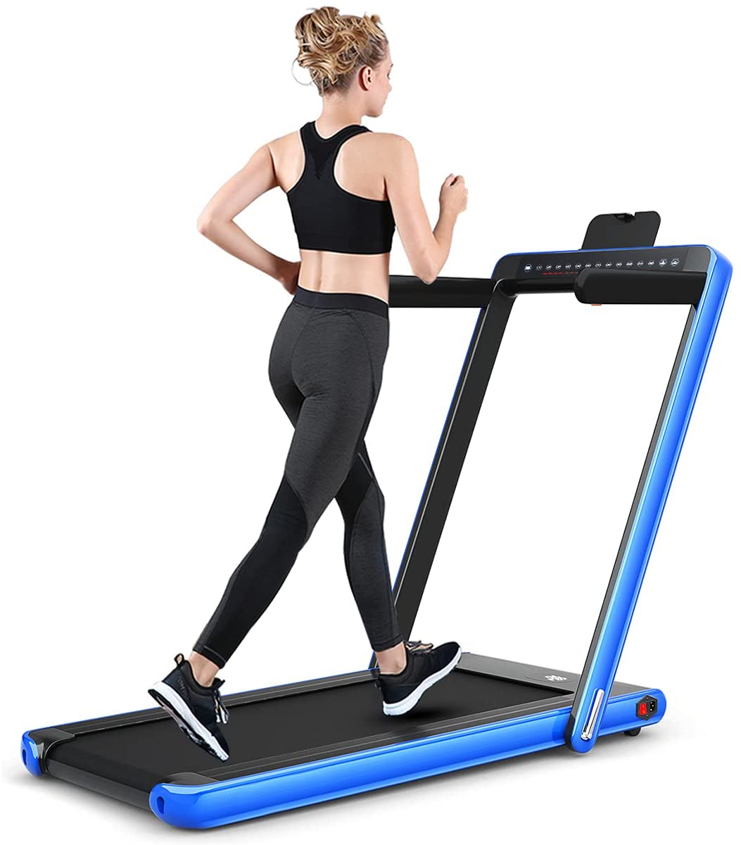 Folding Treadmill Electric 1-12KM/H with Bluetooth-Blue