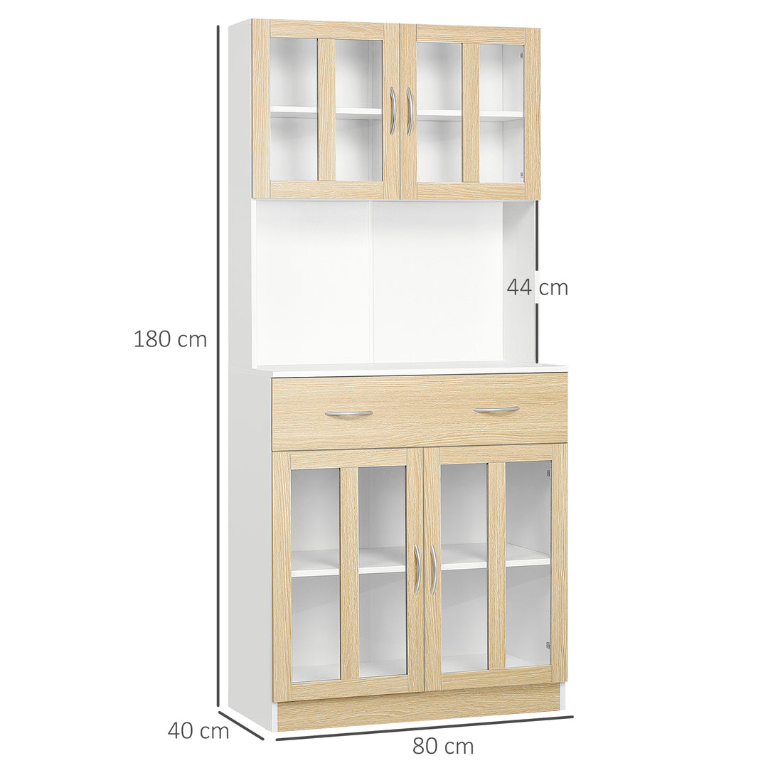 Modern Kitchen Cupboard, Freestanding Storage Cabinet Hutch with Central Drawer