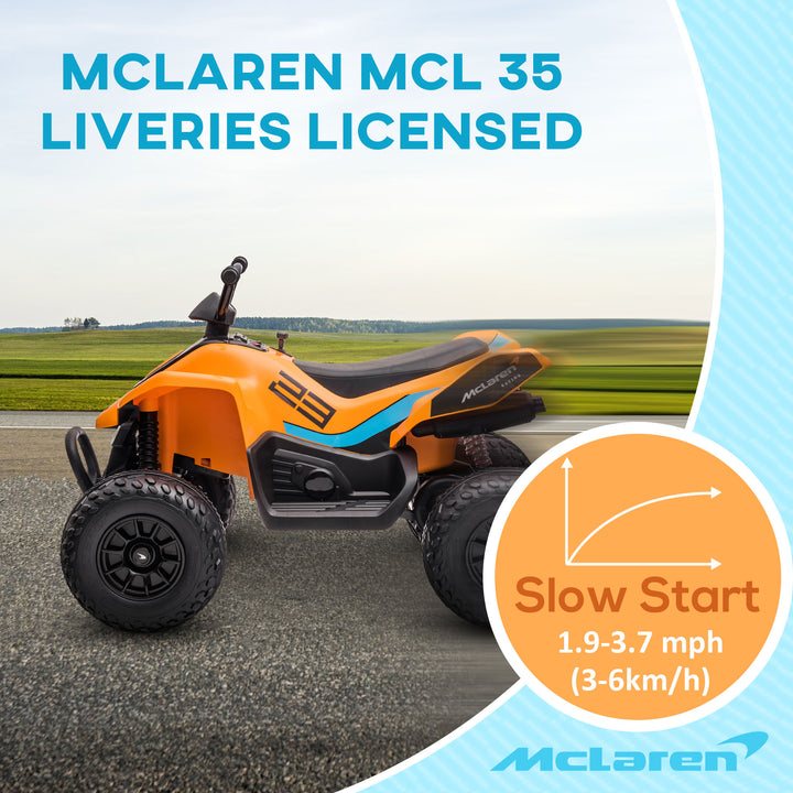 Mclaren Licensed 12V Quad Bike Suspension Wheels, for 3-8 Years - Orange