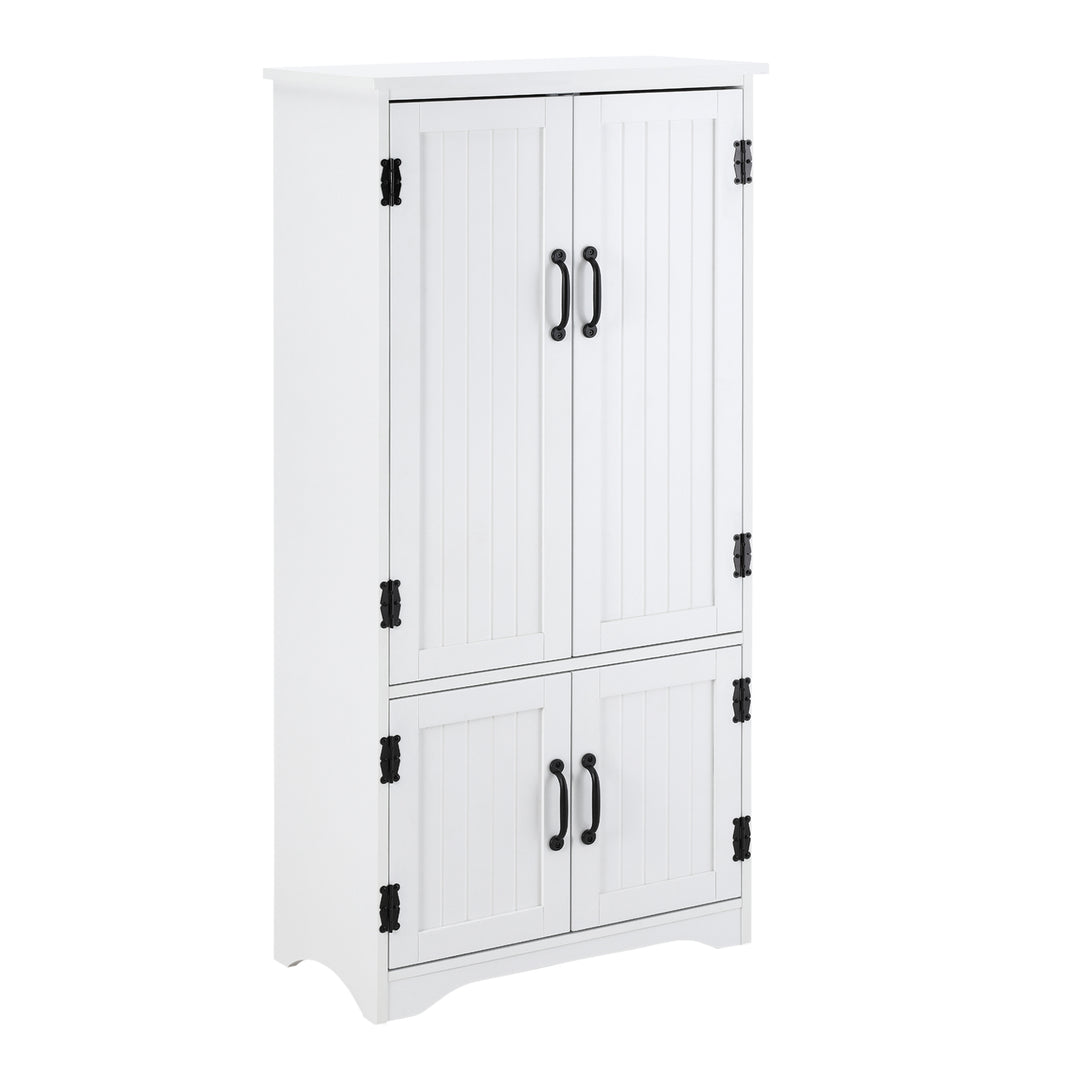 Accent Floor Storage Cabinet Kitchen Pantry with Adjustable Shelves and 2 Lower Doors, White