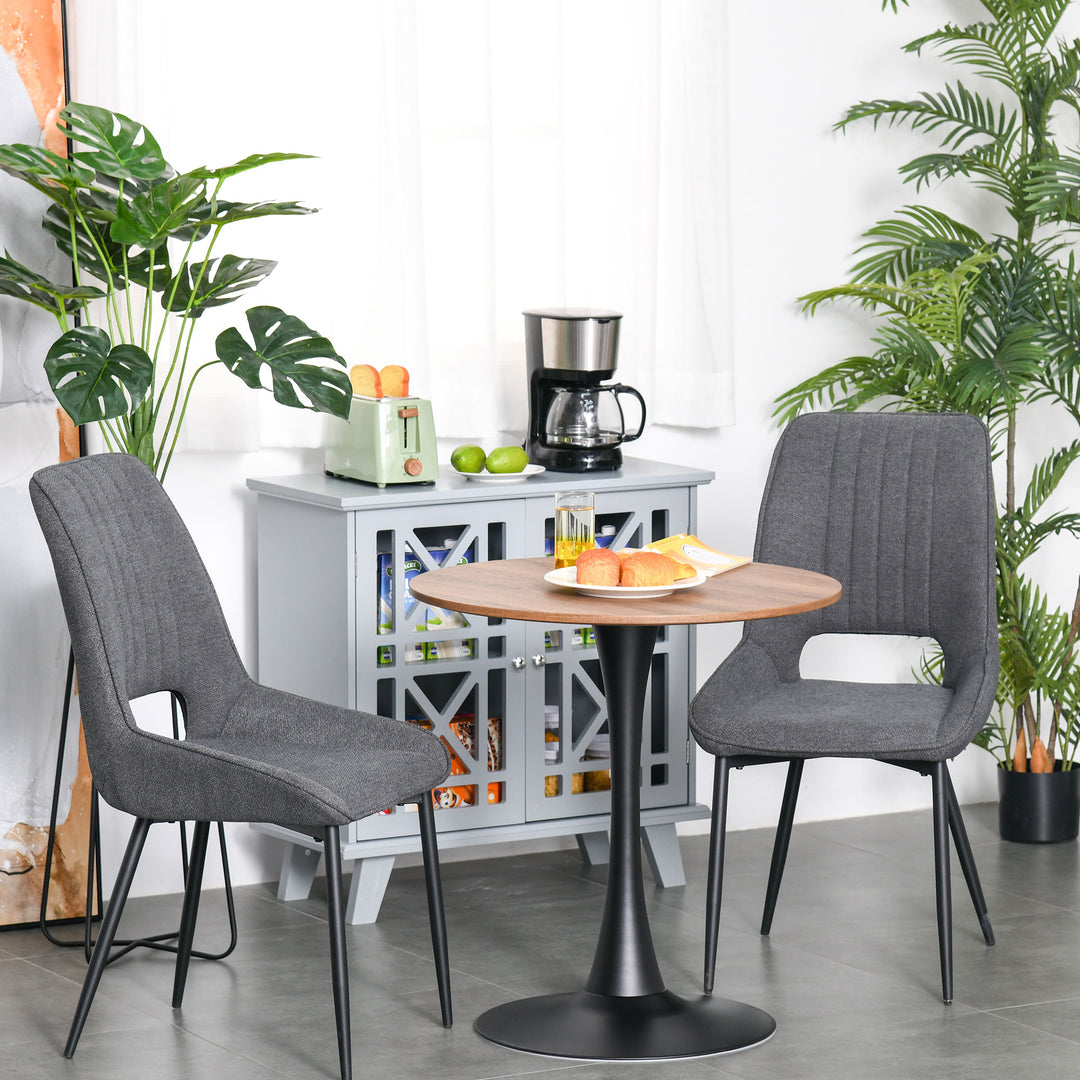 Modern Round Dining Table Leisure Coffee Bistro Table with Metal Base for Kitchen &amp; Dining Room Brown
