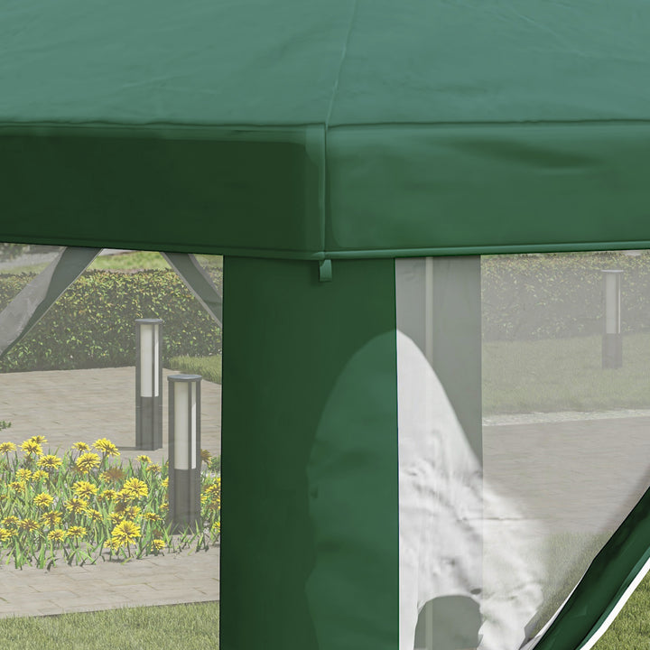 Netting Gazebo Hexagon Tent Patio Canopy Outdoor Shelter Party Activities Shade Resistant (Green)