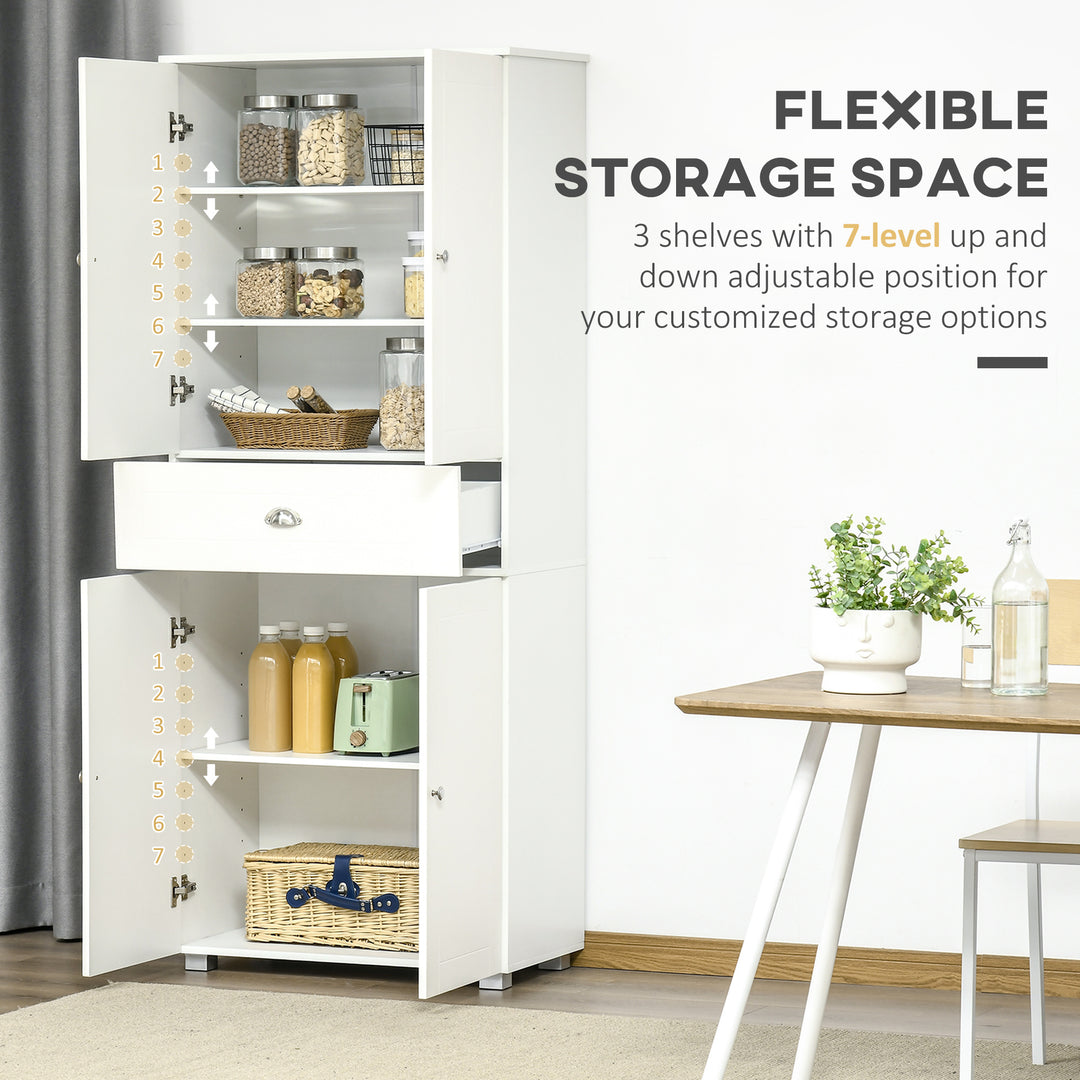 Freestanding Tall Kitchen Cupboard Storage Cabinets with Drawer - White