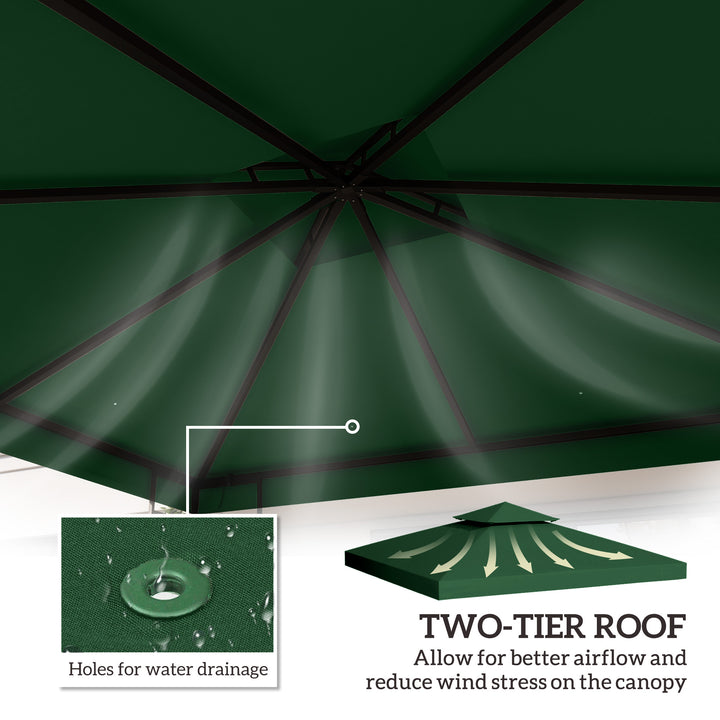 3 x 3 m Gazebo Top Cover Double Tier Canopy Replacement Pavilion Roof Dark Green