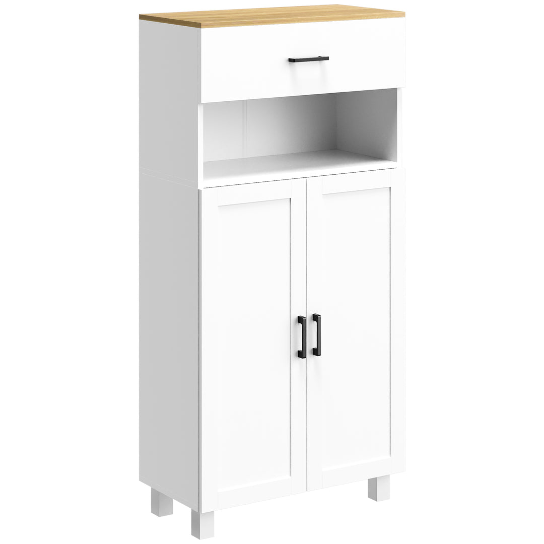 Freestanding Kitchen Cupboard, Nordic Storage Cabinet with Drawer - White