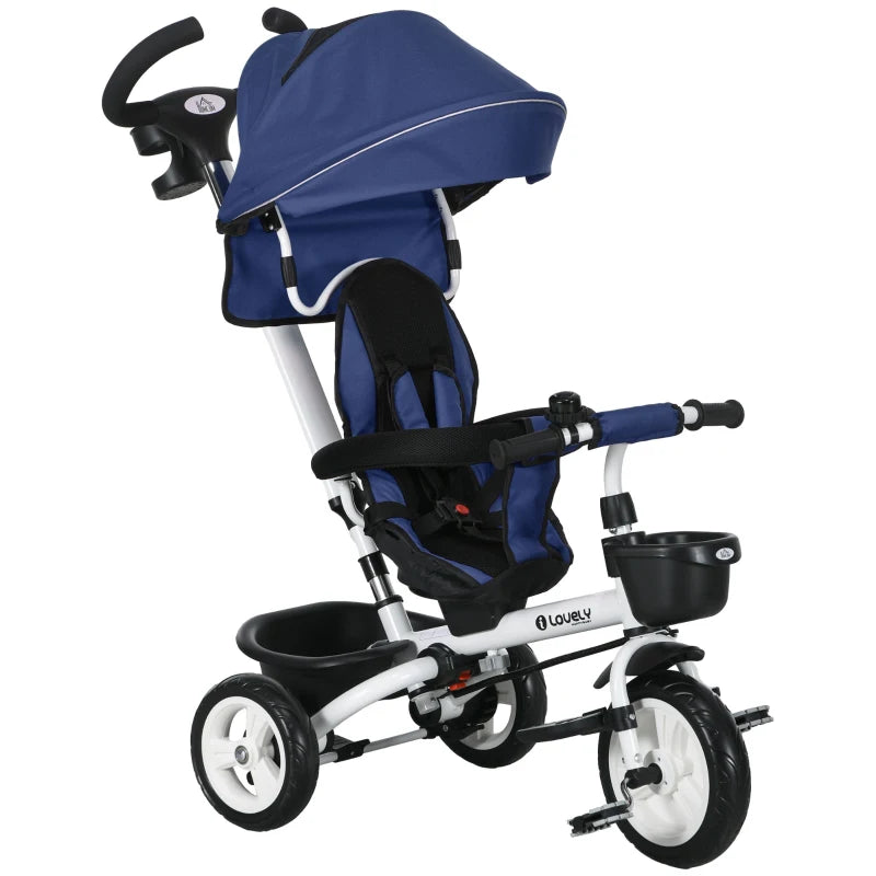 Baby Push Tricycle with Parent Handle for 1-5 Years Old, Dark Blue