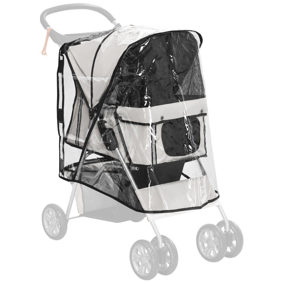 Dog Stroller Rain Cover, Cover for Dog Pram Stroller Buggy w/ Rear Side Entry, Grey