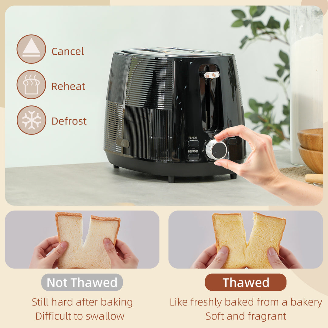 Kettle and Toaster Set, 1.7L 3000W Fast Boil Kettle & 2 Slice Toaster Kitchen Set, Defrost, Reheat, Boil-dry Protection, Black