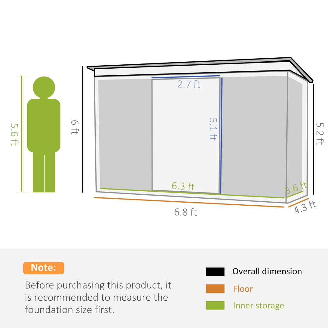 Outsunny 6.8 x 4.3ft Outdoor Garden Storage Shed, Tool Storage Box for Backyard, Patio and Lawn, Black