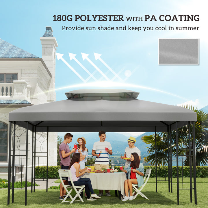 3x4m Gazebo Replacement Roof Canopy 2 Tier Top UV Cover Garden Patio Outdoor Sun Awning Shelters Light Grey (TOP ONLY)