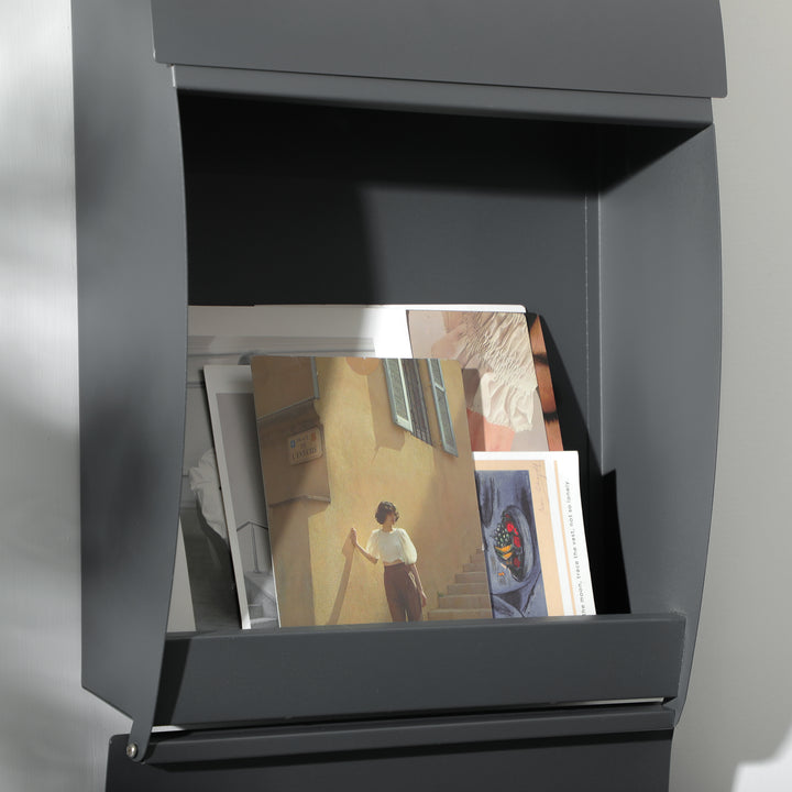 Wall Mounted Letter Box, Weatherproof Post Box, Anthracite Grey