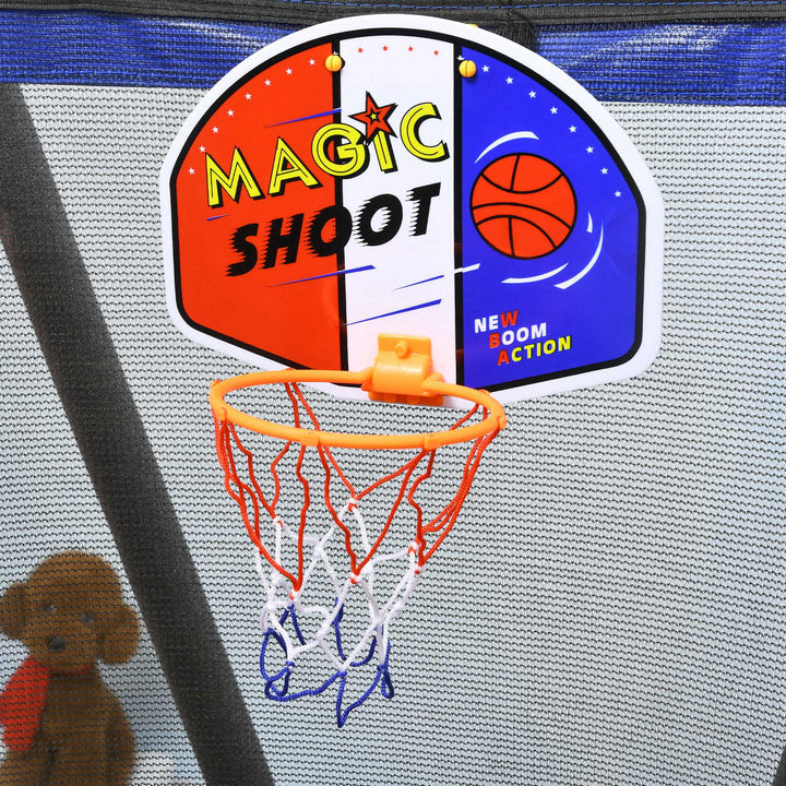 Trampoline with Enclosure, Basketball, Sea Balls, Hoop