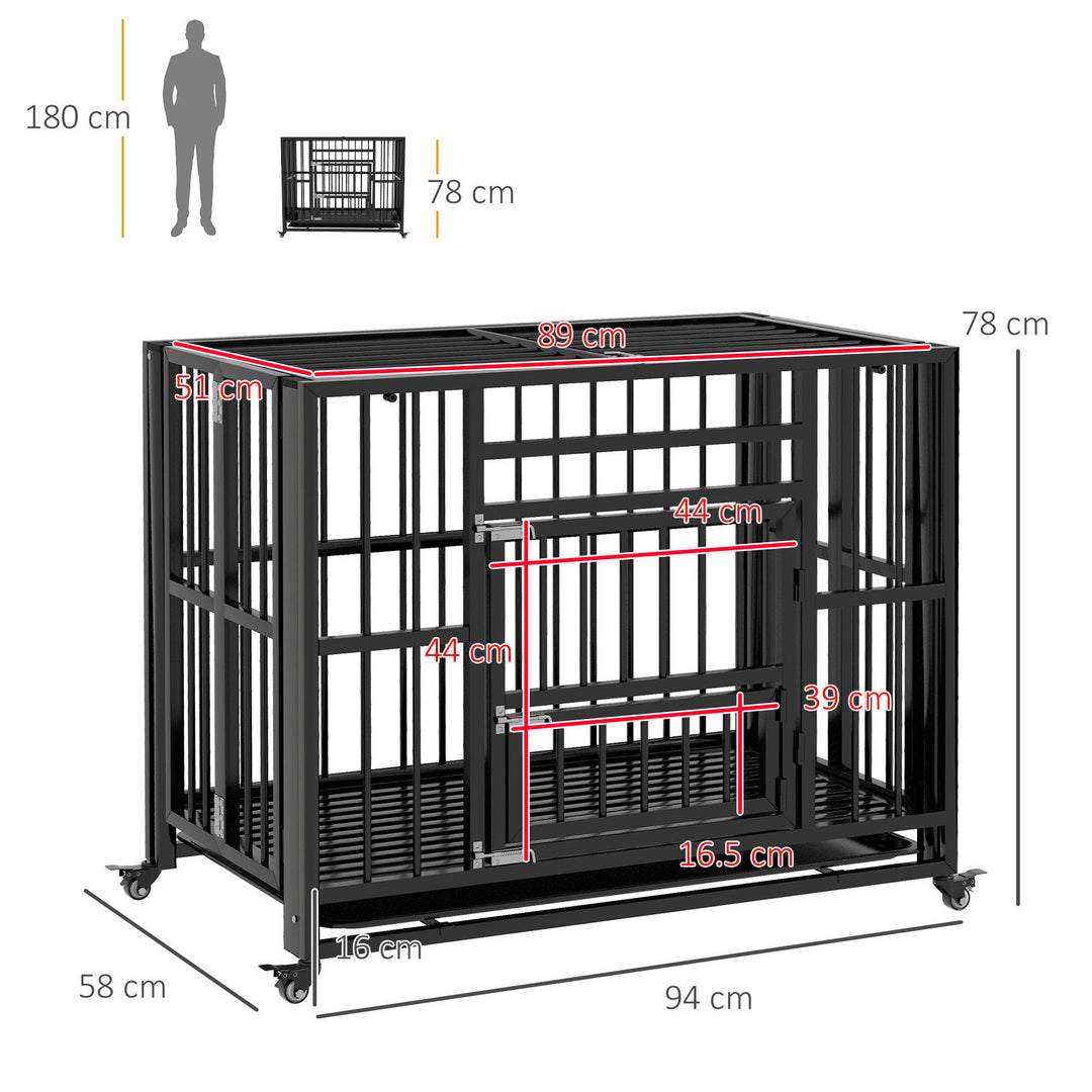 Heavy Duty Foldable Dog Crate with Openable Top-Black