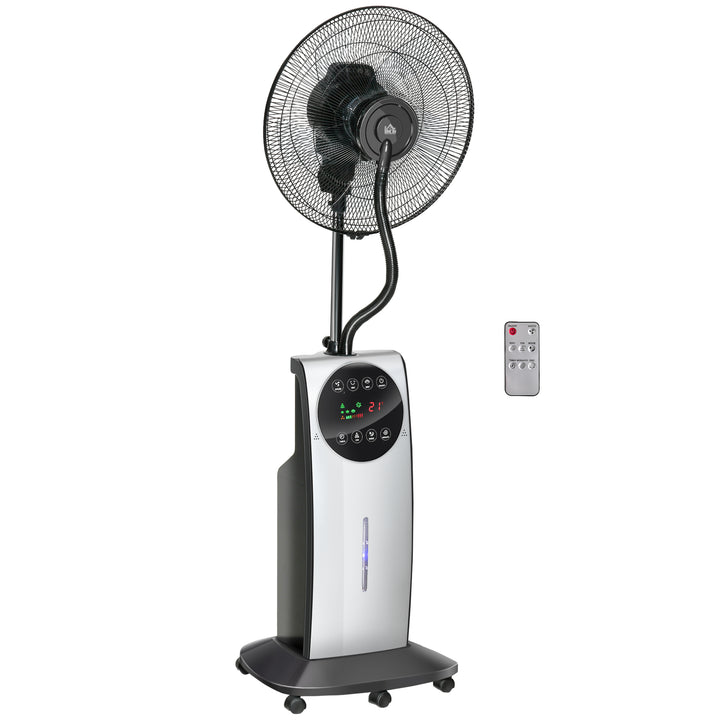 Pedestal Fan with Water Mist Spray, Humidifying Misting Fan, Standing Fan w/3 Speeds, 3.1L Water Tank Electric Mosquito Killer Jack, Black