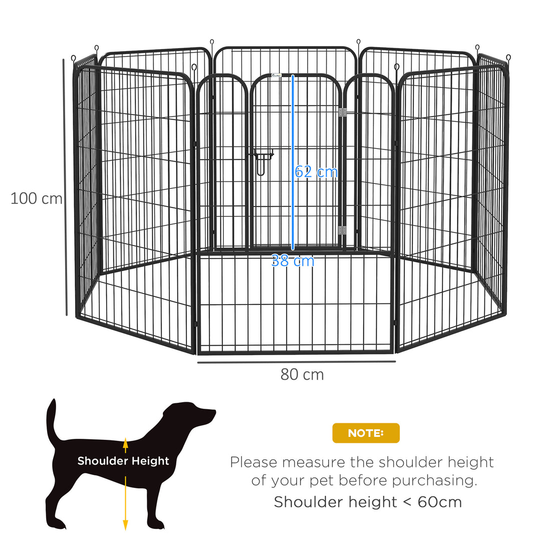 PawHut Heavy Duty 8 Panel Dog Pet Playpen for Puppy Rabbit Enclosure Foldable Indoor Outdoor 80 x 100 cm