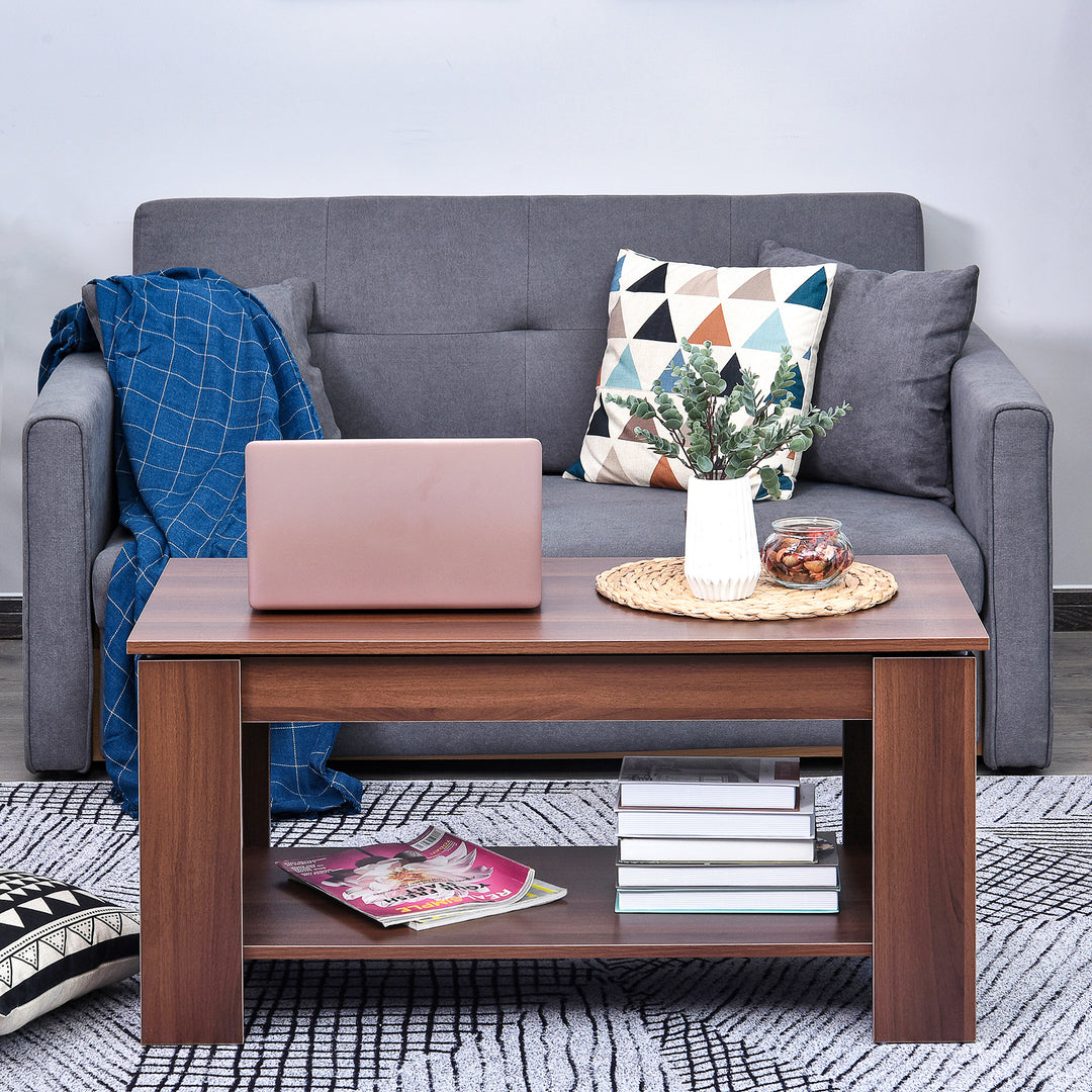 Modern Lift Up Top Coffee Table Desk Hidden Storage Bottom Shelf  100W x 50D x 63H cm