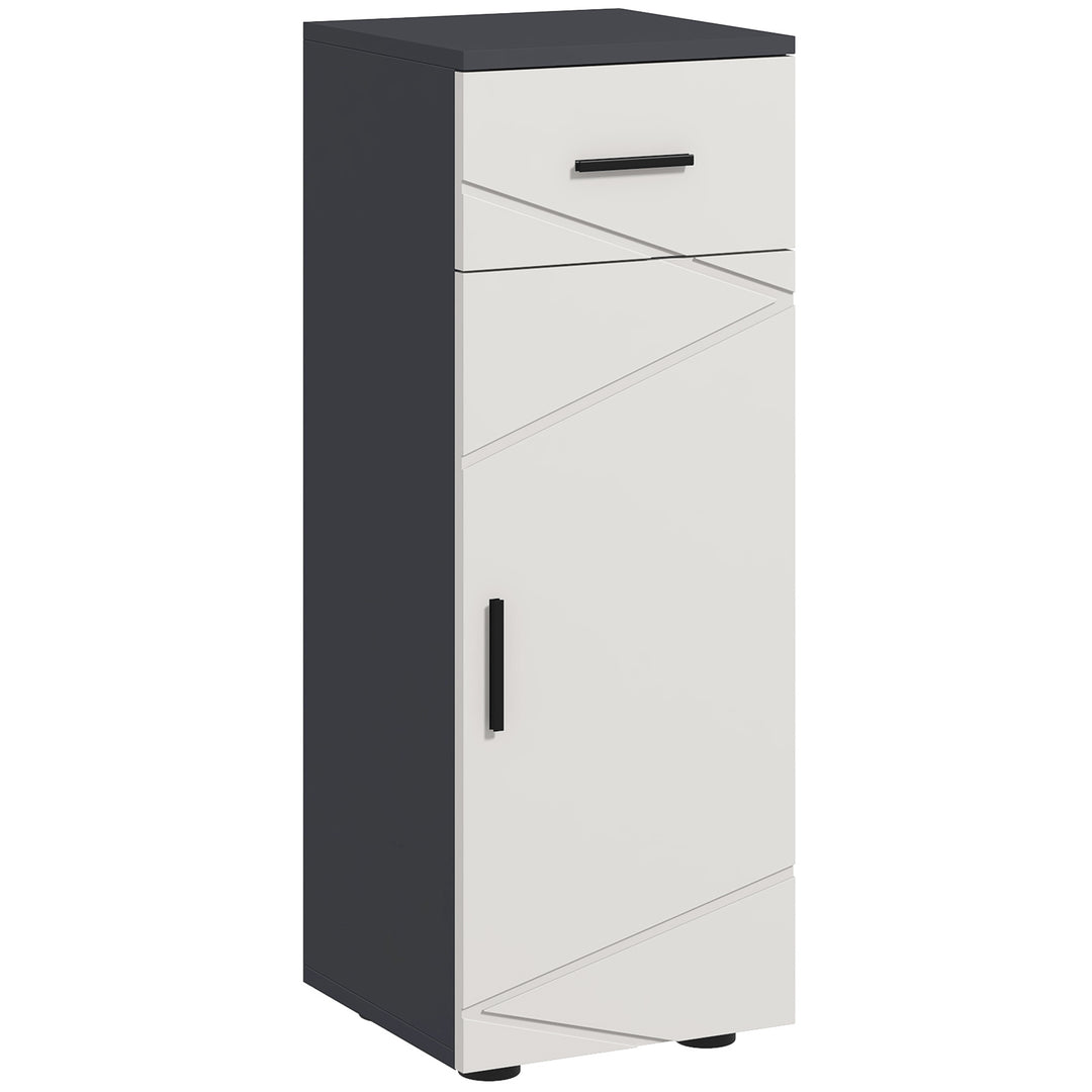 Slim Bathroom Cabinet, Narrow Bathroom Storage Cabinet with Drawer, Door Cupboard, Adjustable Shelf and Soft Close Mechanism, Grey