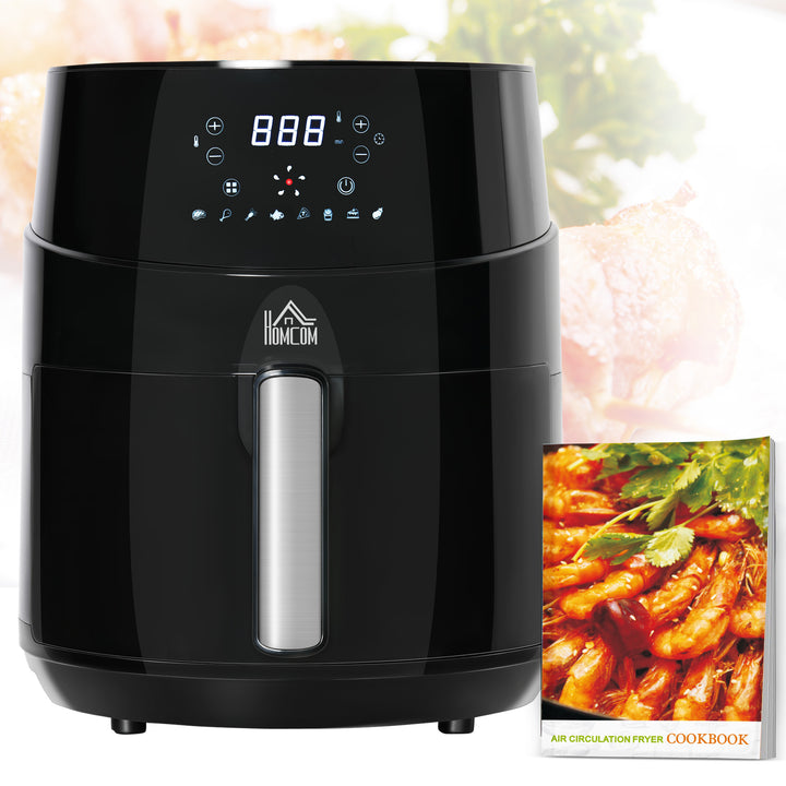 HOMCOM 4.5L Digital Air Fryer, 1500W W/ Digital Display, Rapid Air Circulation, Adjustable Temperature, Timer and Nonstick Basket, Black