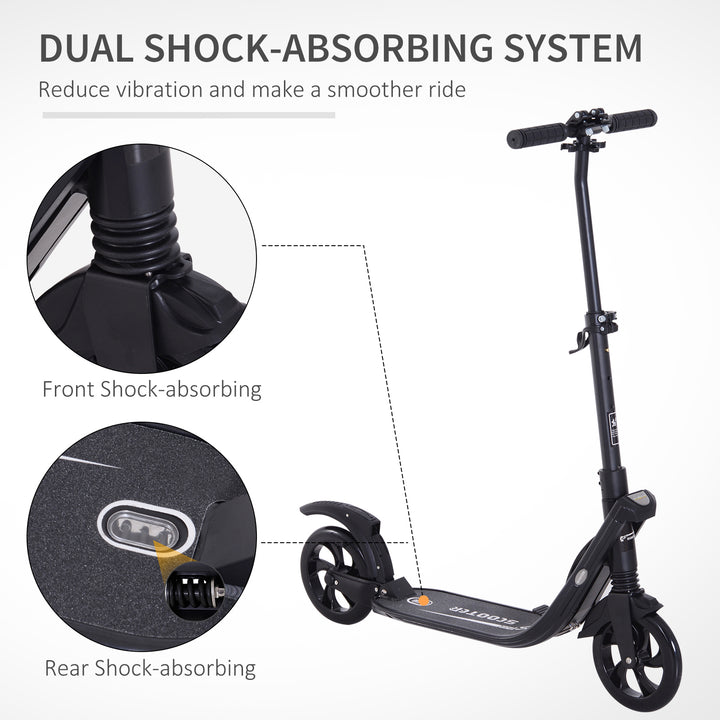 Folding Kick Scooter Hight-Adjustable Urban Scooter w/ Rear Brake, Double Shock Absorption System & 2 Big Wheels, For 14+ Teens Adult, Black