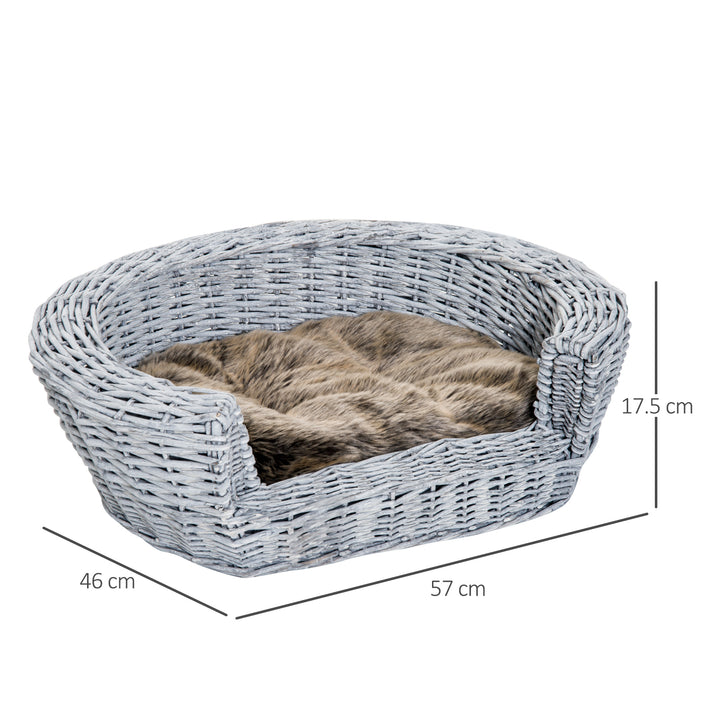 Pet Basket Sofa Bed, 57Lx46Wx17.5H cm, Willow Rattan-Grey