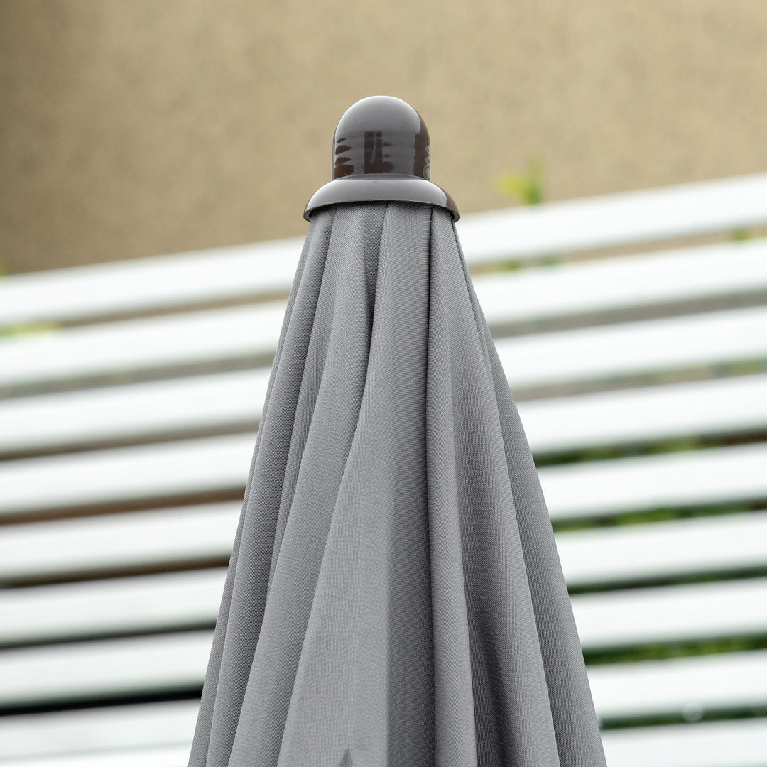 6 Piece Patio Dining Set with Umbrella, 4 Folding Dining Chairs & Round Tempered Glass Table for Garden, Backyard and Poolside, Grey