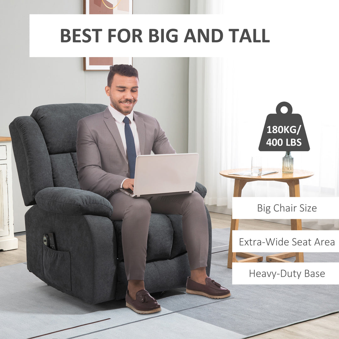 Oversized Riser and Recliner Chairs for the Elderly, Heavy Duty Fabric Upholstered Lift Chair for Living Room with Remote Control, Side Pocket, Dark Grey