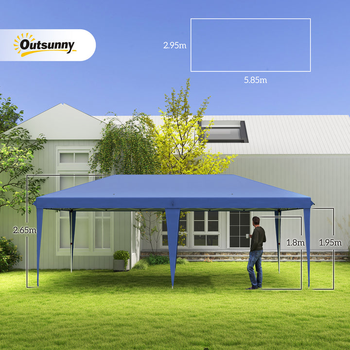 Outsunny Pop Up Gazebo, Double Roof Foldable Canopy Tent, Wedding Awning Canopy w/ Carrying Bag, 6 m x 3 m x 2.65 m, Blue