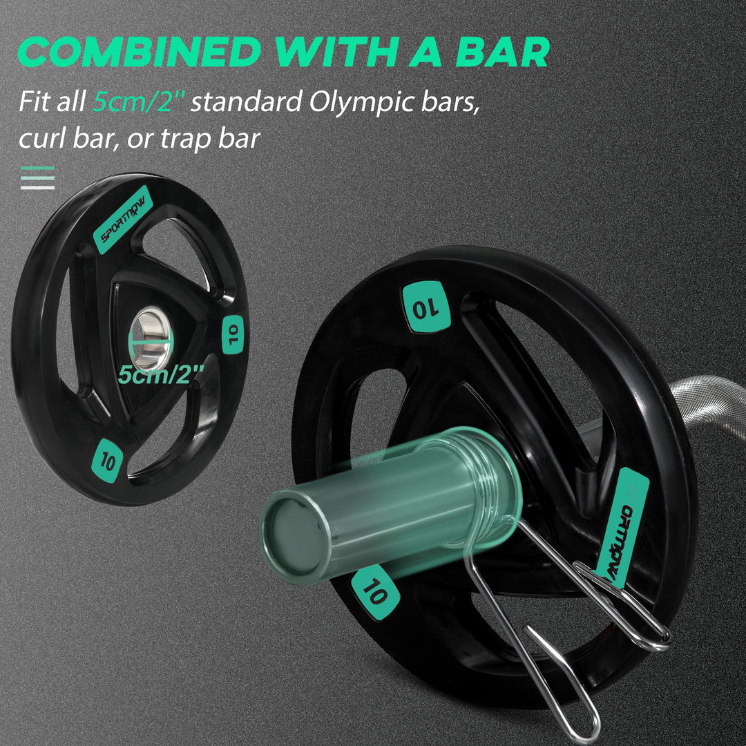 SPORTNOW Olympic Weight Plates, Tri-Grip Barbell Weights Set Rubber Coated with 5cm/2'' Holes for Home Gym Lifting and Strength Training, 2 x 10kg