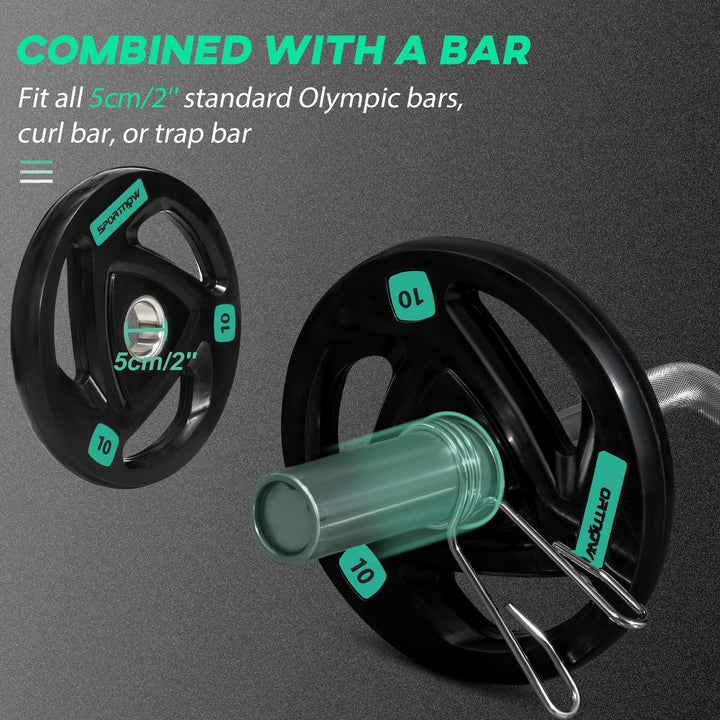 SPORTNOW Olympic Weight Plates, Tri-Grip Barbell Weights Set Rubber Coated with 5cm/2'' Holes for Home Gym Lifting and Strength Training, 2 x 10kg