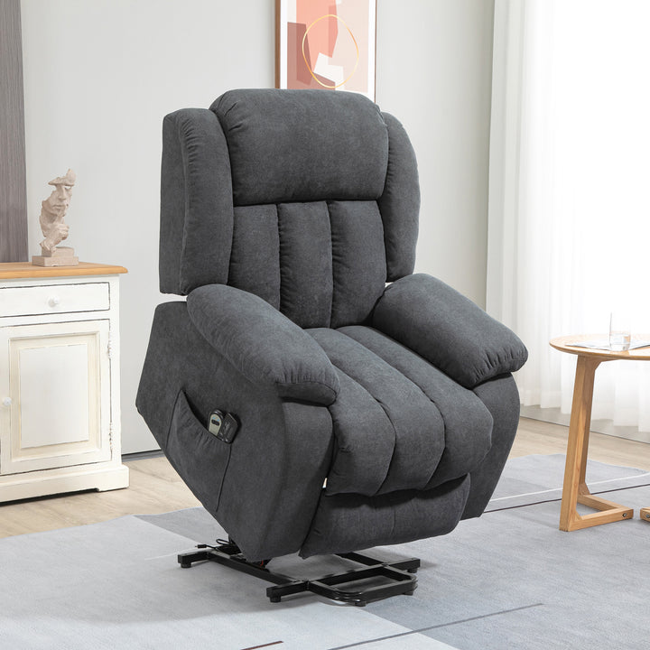 Oversized Riser and Recliner Chairs for the Elderly, Heavy Duty Fabric Upholstered Lift Chair for Living Room with Remote Control, Side Pocket, Dark Grey