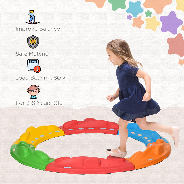 Kids Balance Beam, Kids 6 Pieces Stepping Stones Obstacle Course, for Ages 3-8 Years - Multicoloured