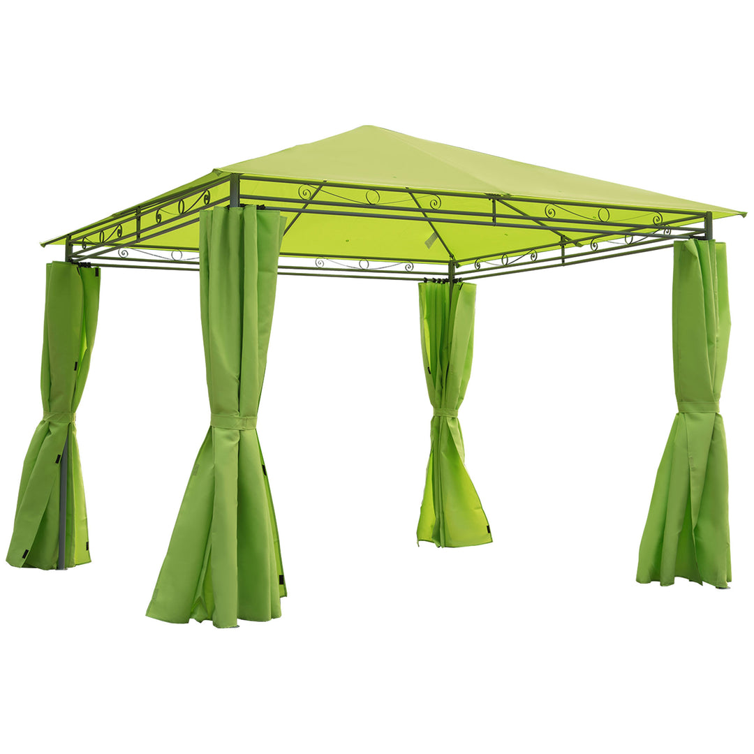 Outsunny 3m x3m Garden Metal Gazebo-Lemon Green