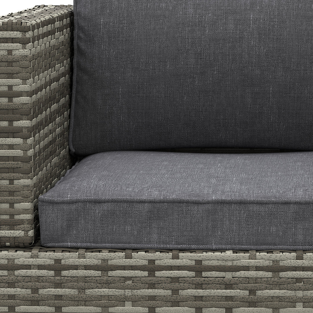 Outdoor Patio Furniture Single Rattan Sofa Chair Padded Cushion All Weather for Garden Poolside Balcony Deep Grey